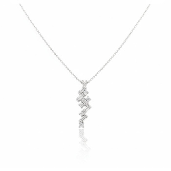 Κολιέ Κ14 λευκόχρυσο με lab-grown ζαφείρια