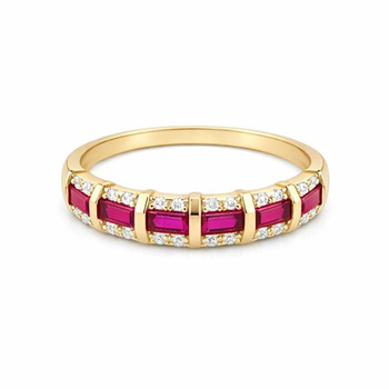 Δαχτυλίδι Κ14 χρυσό με lab-grown ρουμπίνια και ζαφείρια