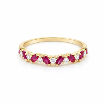 Δαχτυλίδι σειρέ Κ14 χρυσό με lab-grown ρουμπίνια και ζαφείρια