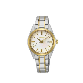 SEIKO Womens White Mother-of-Pearl Dial Two-Tone Steel Bracelet