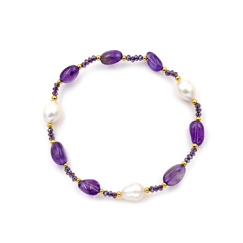 Βραχιόλι από ασήμι 925 με αμέθυστο και μαργαριτάρια
