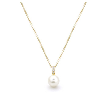 Κολιέ Κ9 χρυσό με μαργαριτάρι και ζιργκόν