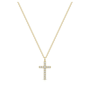 Κολιέ σταυρός Κ9 χρυσό με ζιργκόν