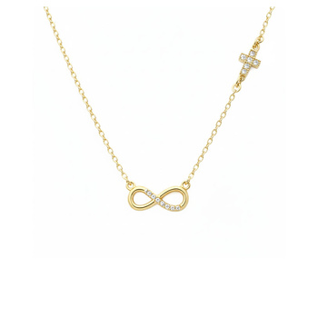 Κολιέ άπειρο Κ9 χρυσό με ζιργκόν