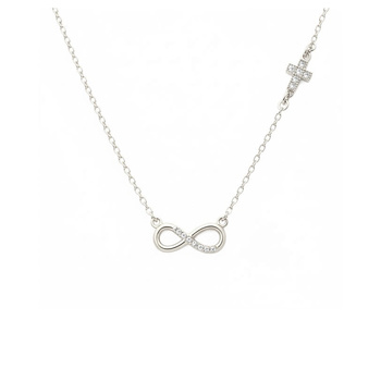 Κολιέ άπειρο Κ9 λευκόχρυσο με ζιργκόν