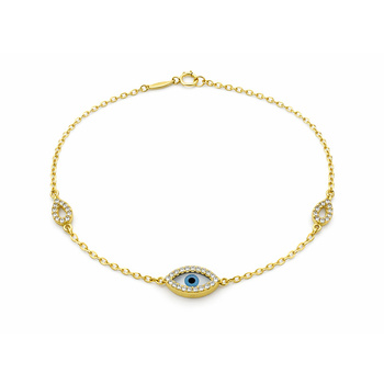 Βραχιόλι Κ9 χρυσό με μάτι και ζιργκόν