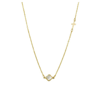 Κολιέ σταυρός Κ9 χρυσό με φίλντισι