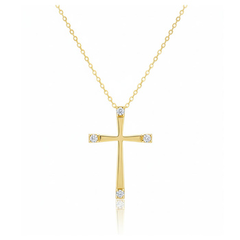 Σταυρός με αλυσίδα Κ9 χρυσός με ζιργκόν