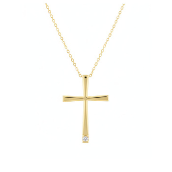 Σταυρός με αλυσίδα Κ9 χρυσός με ζιργκόν