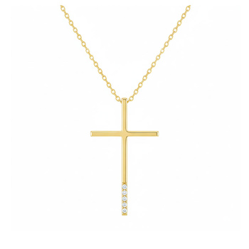 Σταυρός με αλυσίδα Κ9 χρυσός με ζιργκόν