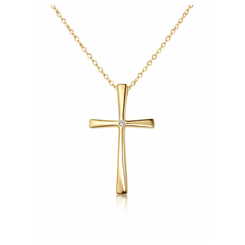 Σταυρός με αλυσίδα Κ9 χρυσός με ζιργκόν
