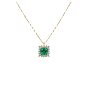 Κολιέ Κ14 χρυσό με πράσινο ζιργκόν