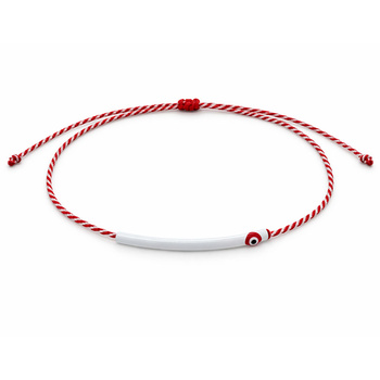 Βραχιόλι μαρτάκι με λευκό σμάλτο και κόκκινο μάτι