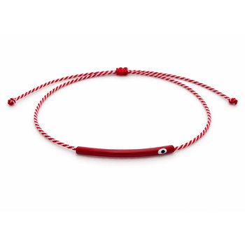 Βραχιόλι μαρτάκι με κόκκινο σμάλτο και λευκό μάτι