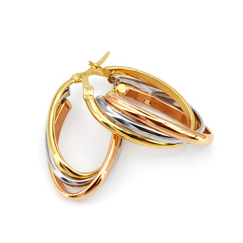 Σκουλαρίκια Κ14 χρυσά, λευκόχρυσα & ροζ χρυσά