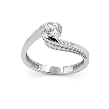 Δαχτυλίδι μονόπετρο Κ14 λευκόχρυσο με ζιργκόν