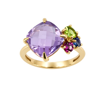 Δαχτυλίδι Κ14 χρυσό με ορυκτές πέτρες