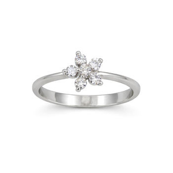 Δαχτυλίδι ροζέτα Κ9 λευκόχρυσο με ζιργκόν