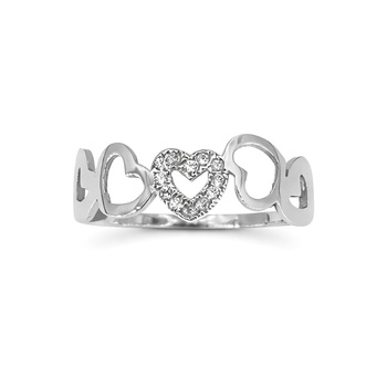Δαχτυλίδι καρδιά Κ14 λευκόχρυσο με ζιργκόν