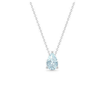 Κολιέ δάκρυ Κ18 λευκόχρυσο με aquamarine