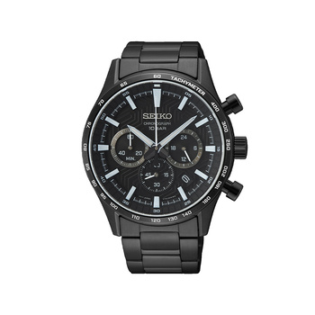 SEIKO Chronograph Black Dial Steel Bracelet