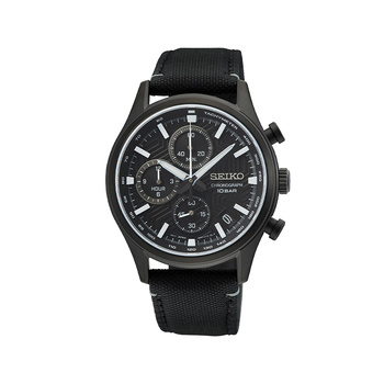 SEIKO Chronograph Black Dial Black Strap