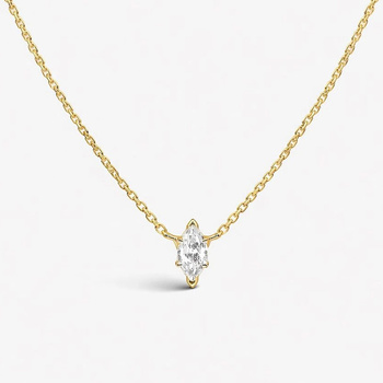 Κολιέ μονόπετρο Κ18 χρυσό με lab-grown διαμάντι marquise cut 1.01ct