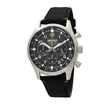 SEIKO Chronograph Black Dial Black Strap
